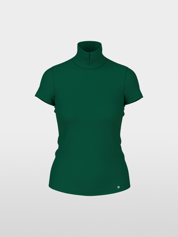 T-shirt with slit mock neck