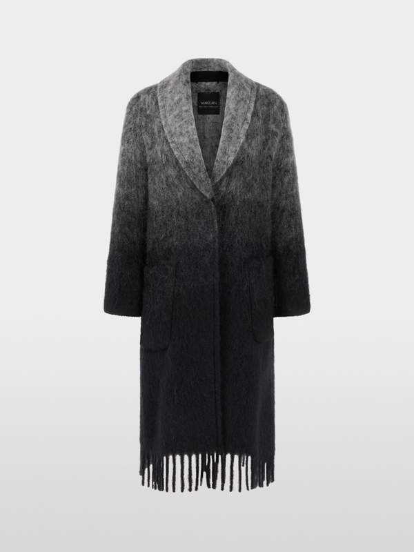 Alpaca blend coat with fringes