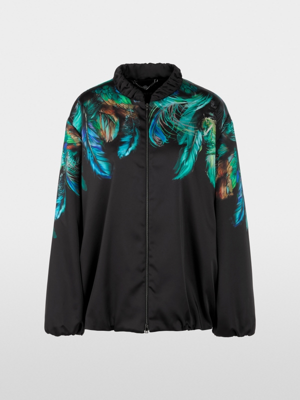 Blouson with feather print