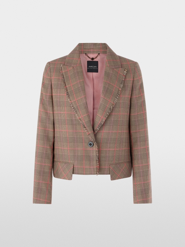 Blazer classique à carreaux avec franges