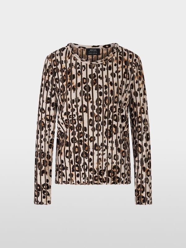 Gestreepte trui met luipaardprint Knitted in Germany