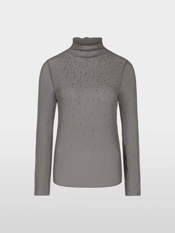 Mesh-Longsleeve mit Hotfixsteinchen