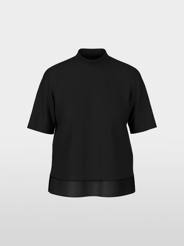 Shirt mit Seidenbesatz