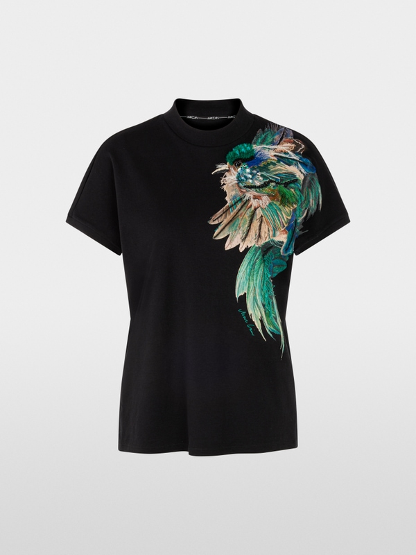 T-shirt en coton avec imprimé plumes
