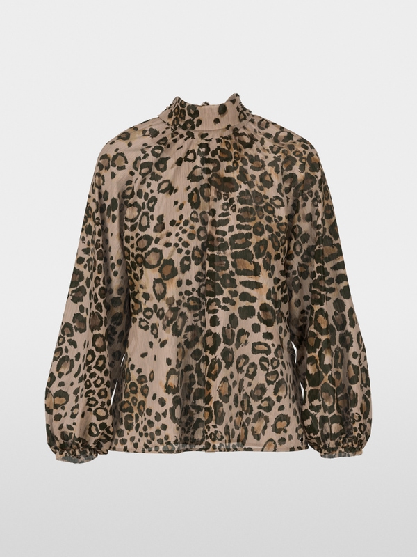 Schluppenbluse mit Leo-Print