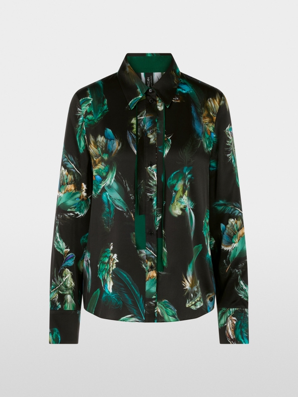 Seidenbluse mit Federnprint