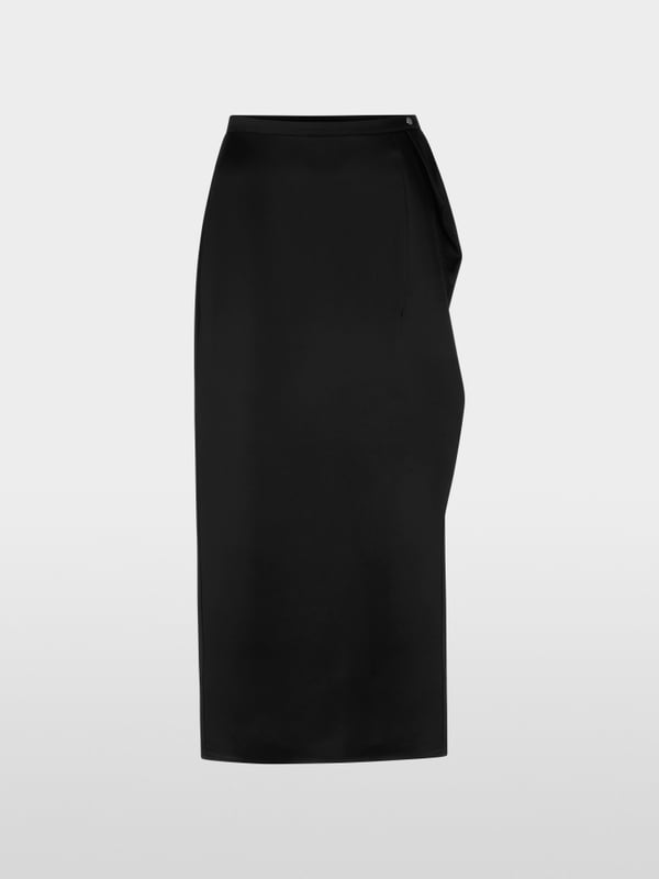 Calf-length skirt with draping