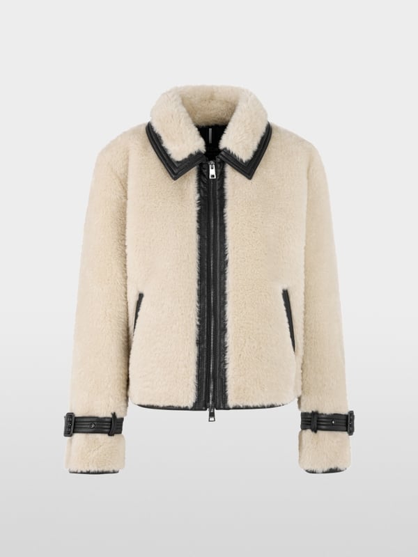 Faux fur jacket with strap detail