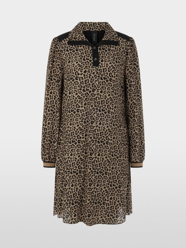 Leo print dress with gathered detail