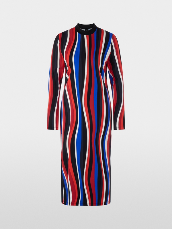 Robe midi à motif ondulé rétro