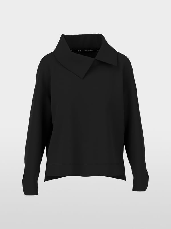 Sweatshirt with asymmetrical collar