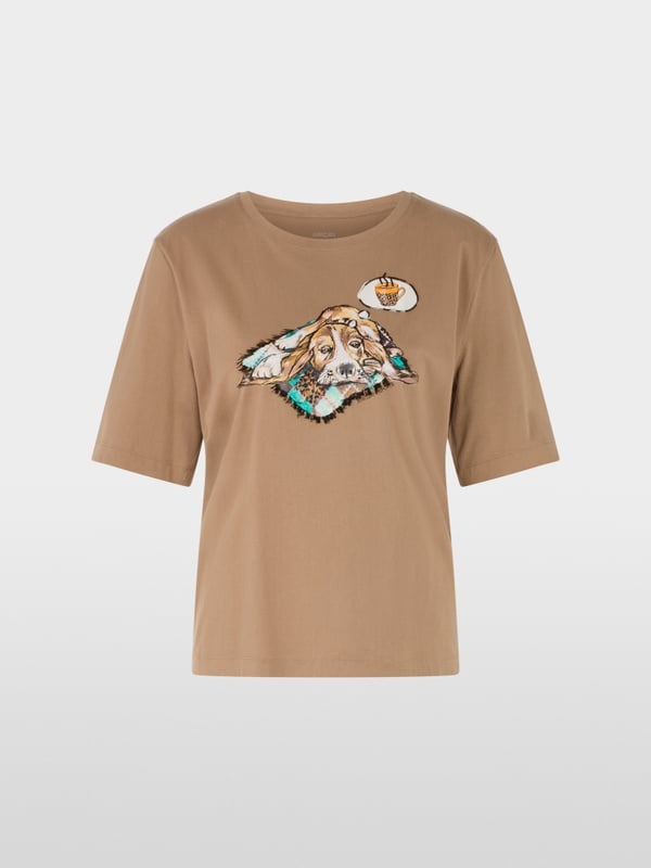 Short-sleeved T-shirt with dog print