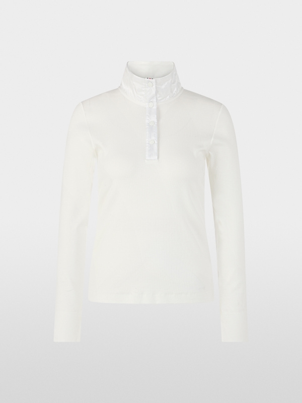 Rippshirt mit glänzendem Kragen