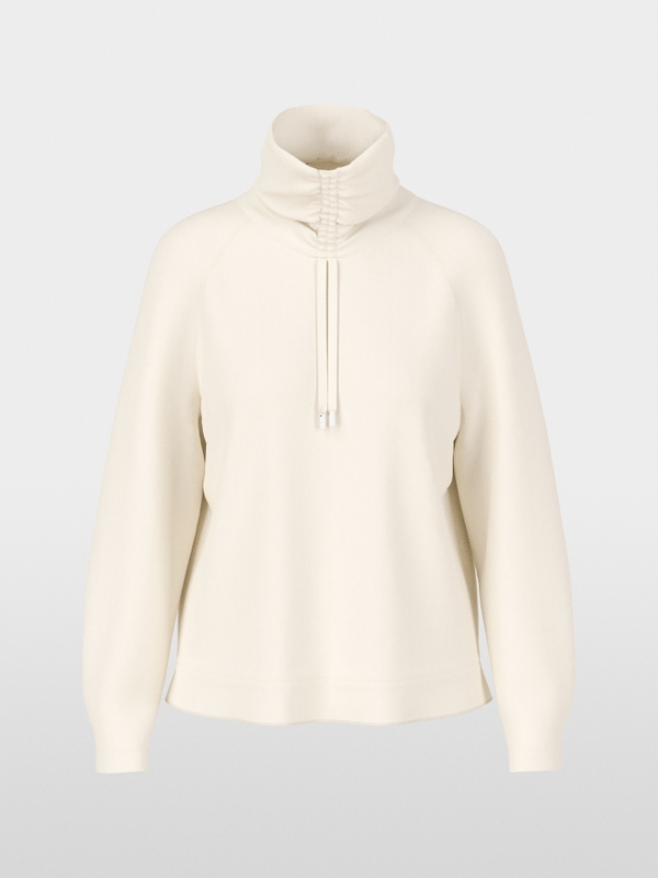 Shirt met lange mouwen, col en trekkoord