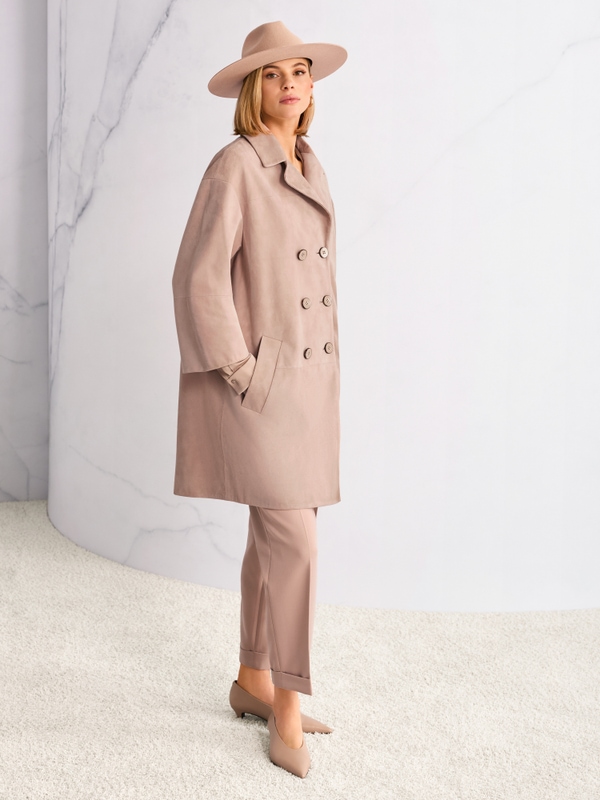 ‘Rethink Together’ suede coat