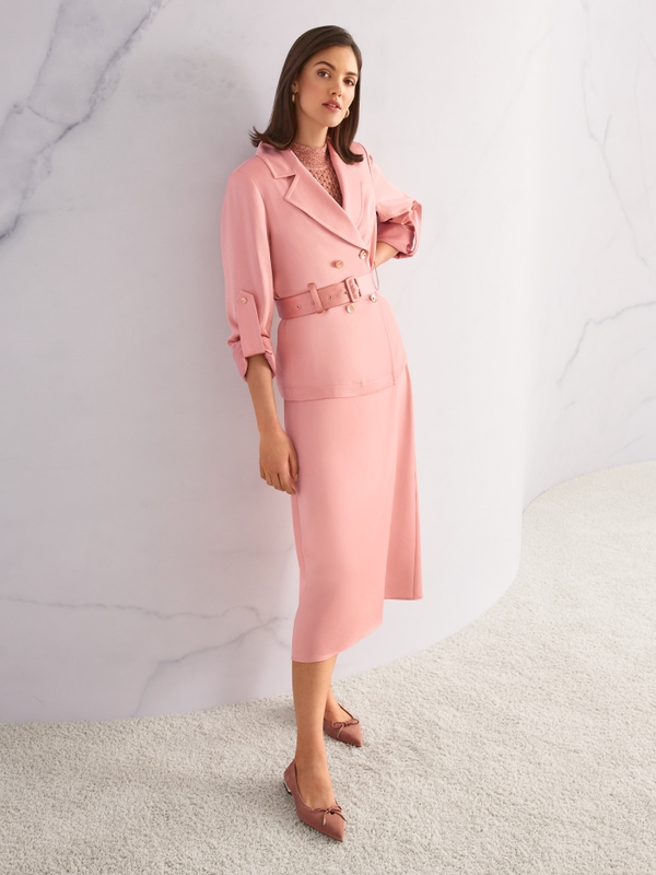 Satin blazer jacket with belt