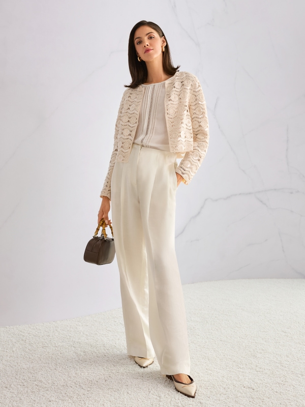 Openwork jacket with mini beads