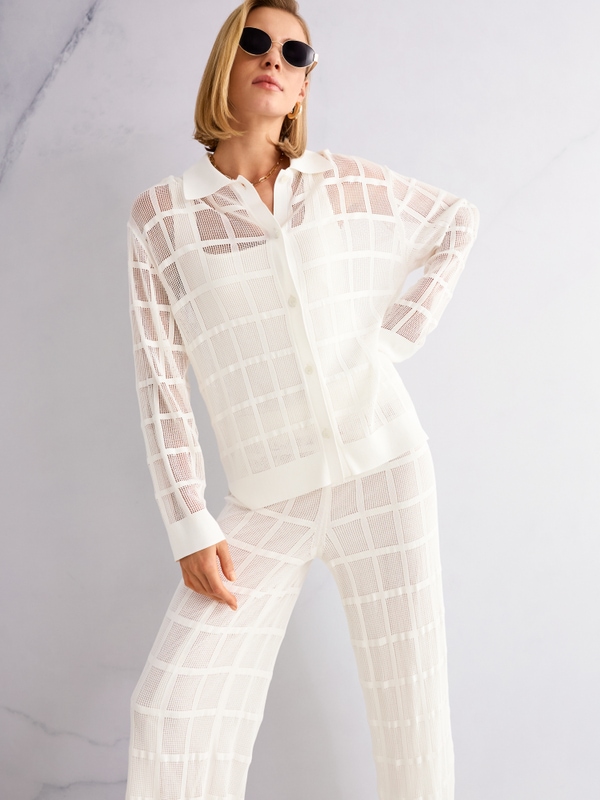 Cardigan with openwork pattern