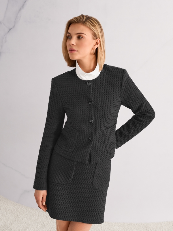 Blouse shirt with stand-up collar