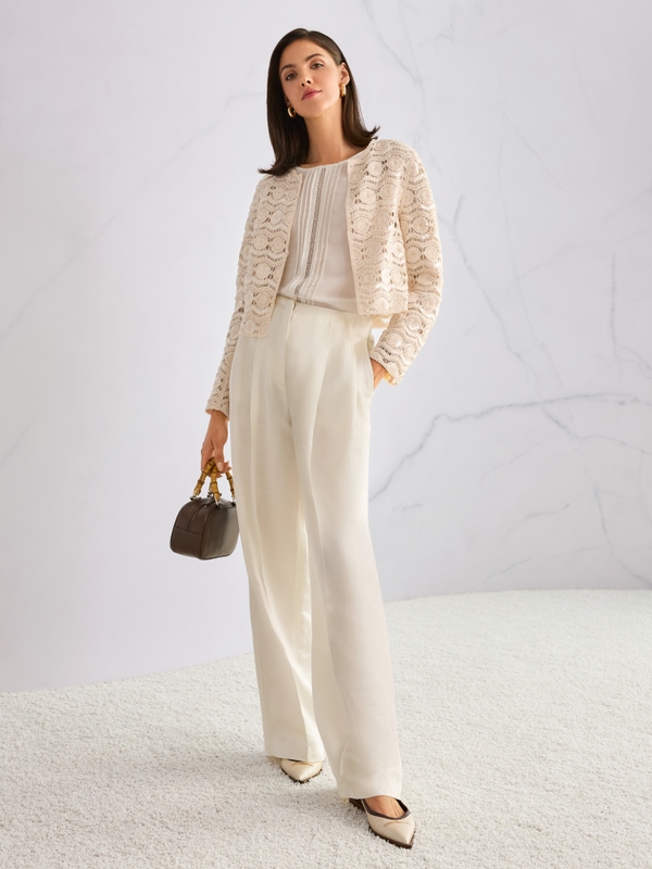 Blouse with lace and pintucks