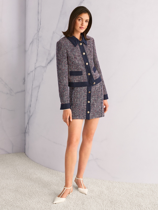 Jupe en tweed avec détails en denim