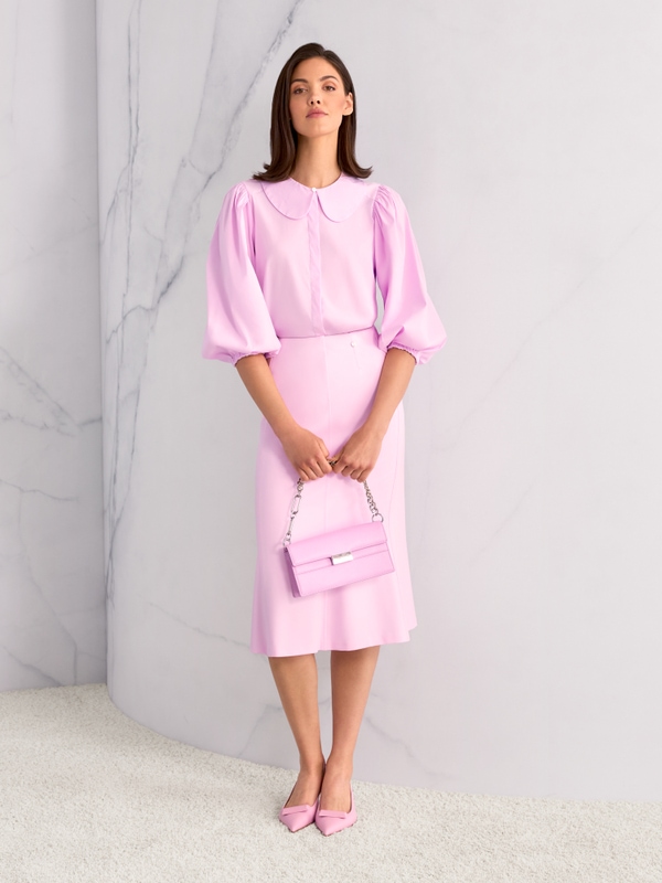 Jupe longueur genoux en viscose stretch