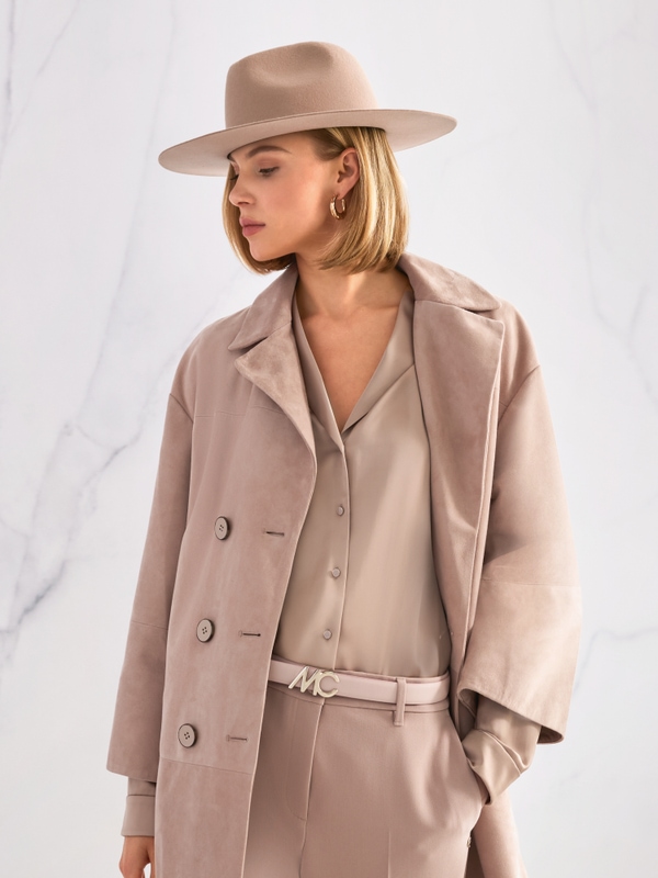 Wool fedora hat with leather band