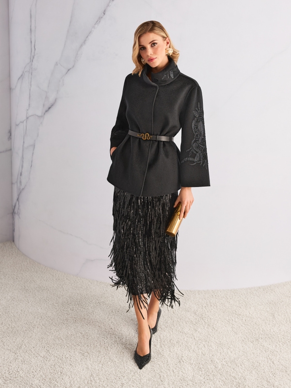 Outdoorjas van 100% wol