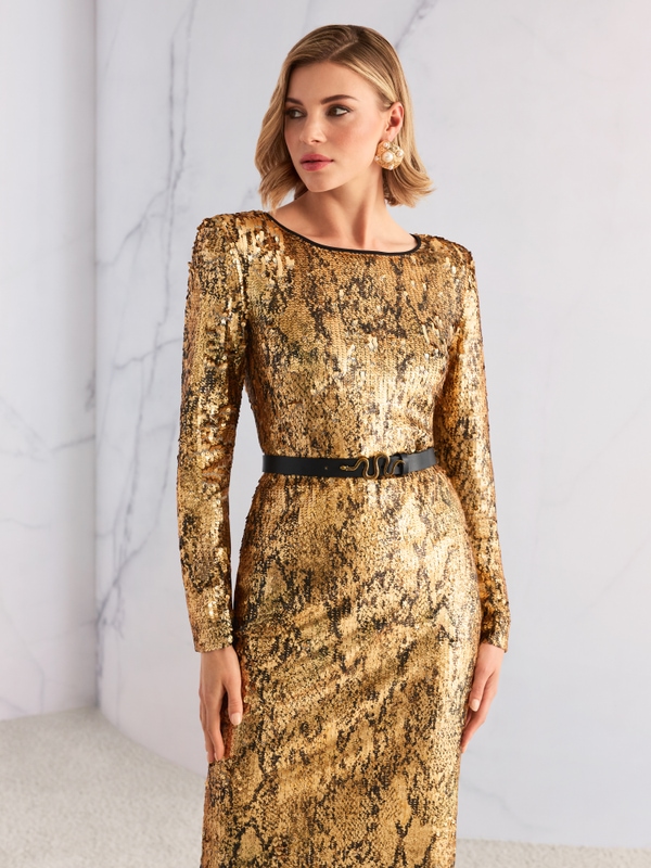 Gouden paillettenjurk