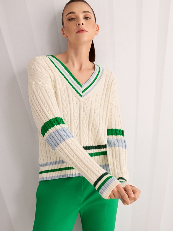 ‘Rethink Together’ cable knit jumper