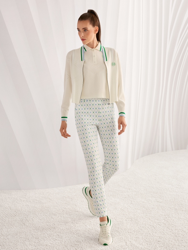 SOFIA heart print scuba jersey trousers