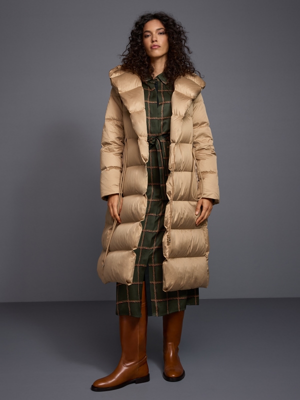 Long down coat with hood