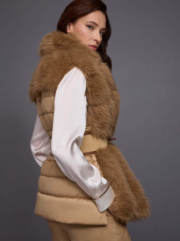 Faux fur waistcoat with quilted back