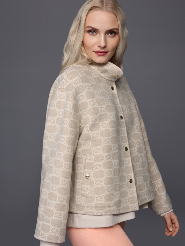Veste réversible en laine mélangée avec imprimé logo en chaîne