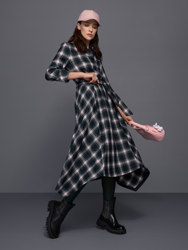 Checked shirt dress with tie belt