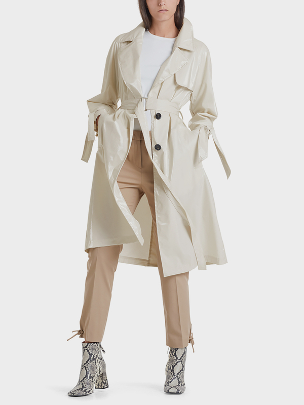 Trench Coat With A Patent Finish Marc Cain Com En Trench Coat With A Patent Finish Marc, Can You Iron A Trench Coat