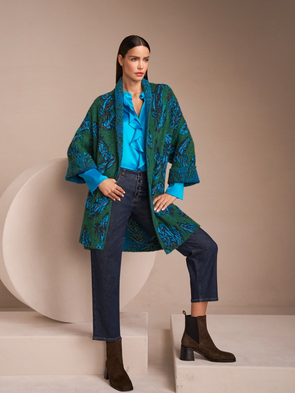 Knitted in Germany jacquard cape coat