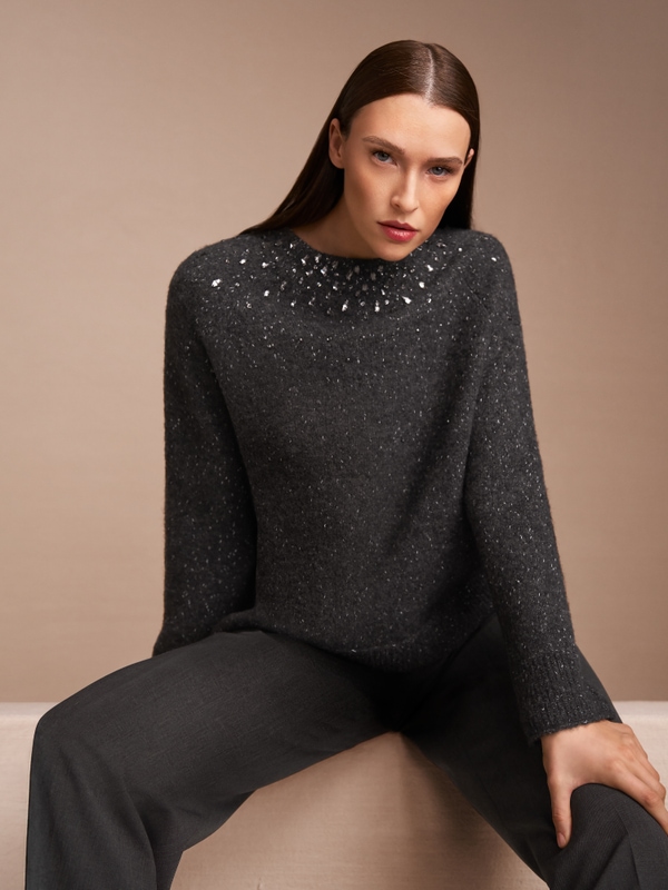 Pull en mélange d'alpaga avec détails pailletés