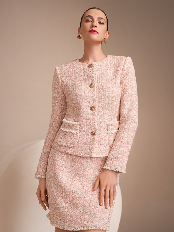 Schimmernde Bouclé Jacke