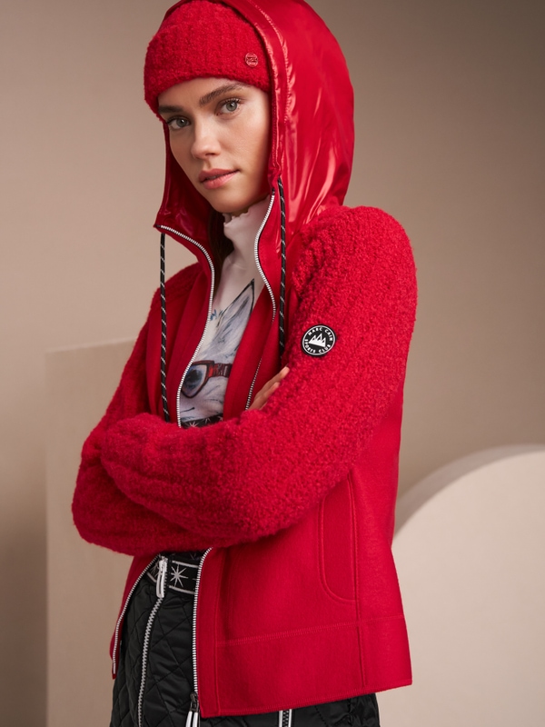 Knitted in Germany cardigan with hood