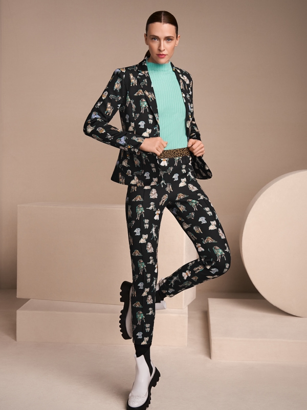 Scuba-blazer met doggy print