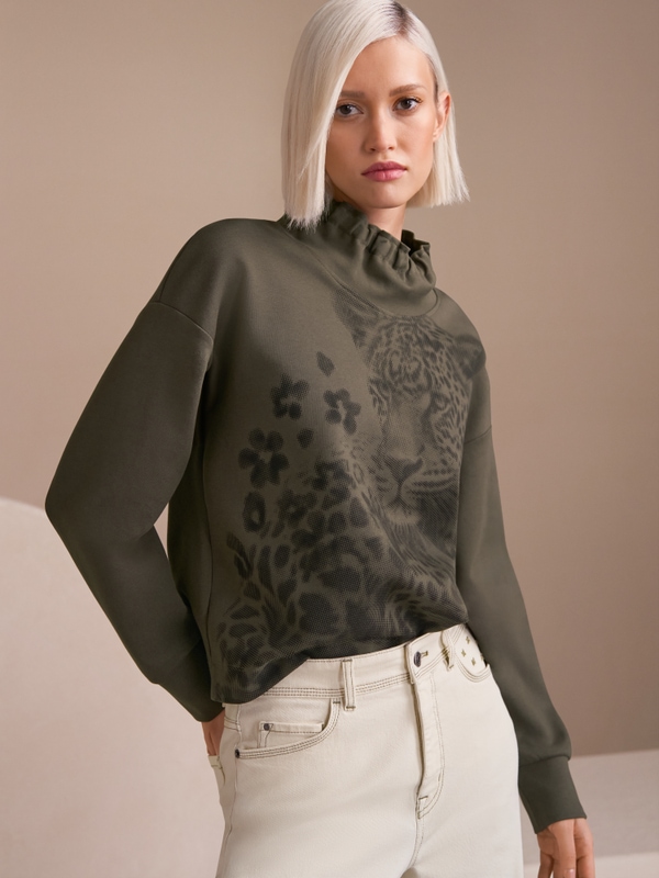 Pull en jersey à motif léopard