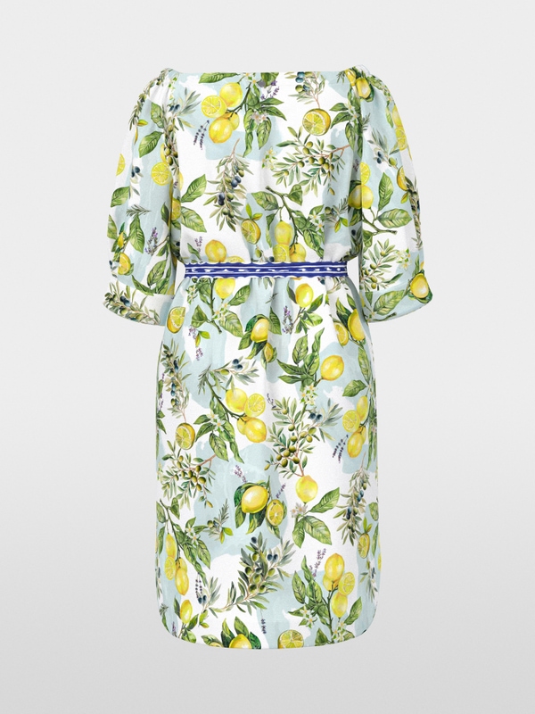 Print dress with Carmen neckline