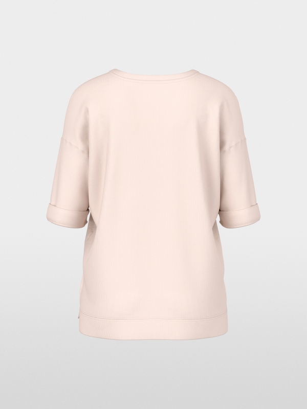 Wide blouse in material mix