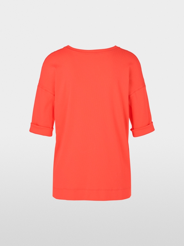 Wide blouse in material mix