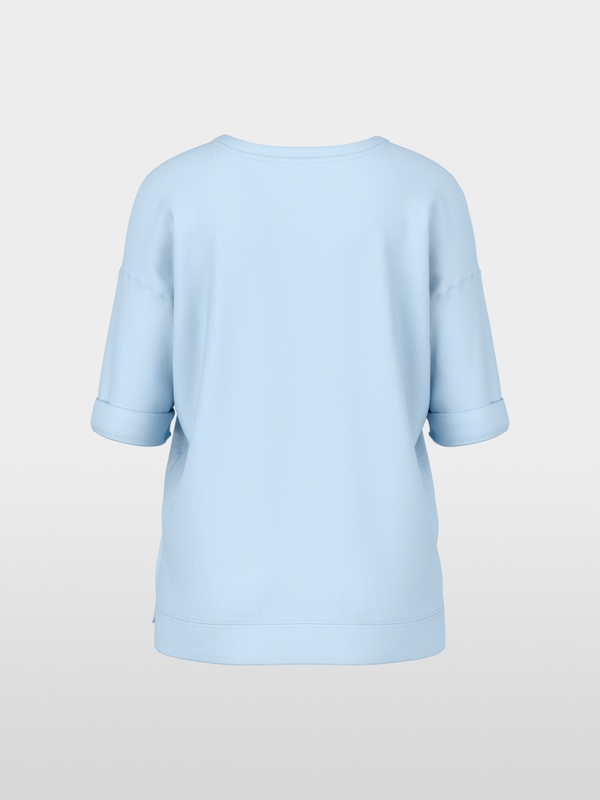 Wide blouse in material mix