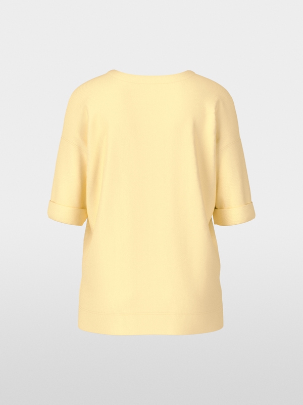 Wide blouse in material mix