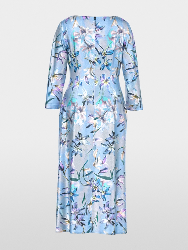 Midi dress in silk with floral print