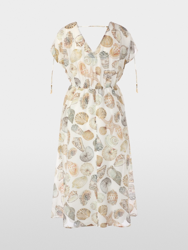 Mid-length dress in cotton and silk