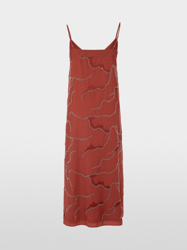 Mid-length dress featuring pearls